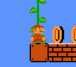 Mario standing inside a vine.